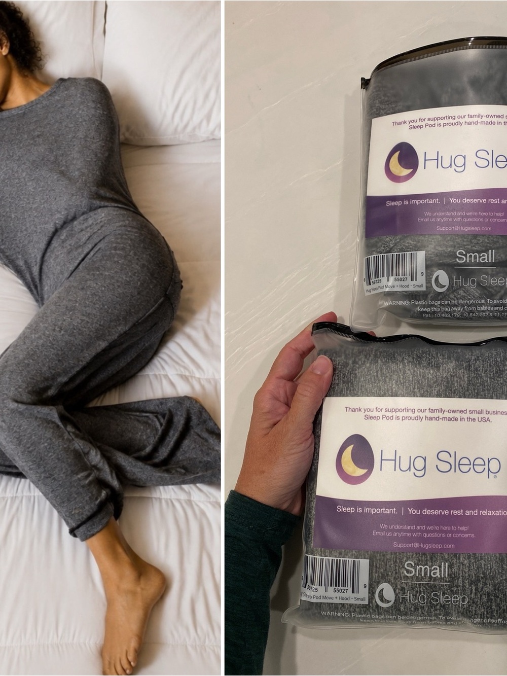 Two Hooded Hug Sleep Pods, size small
